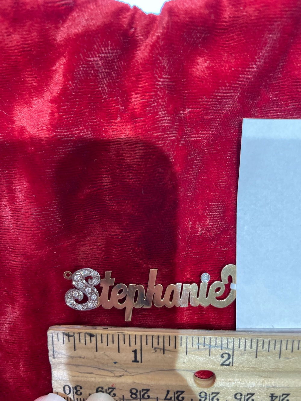 Custom Stephanie Nameplate Necklace Pendant - 14kt  gold with Diamonds